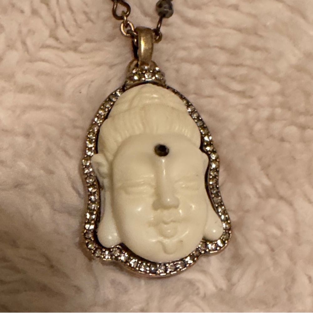 Lucky Brand White Buddha Pendant Necklace